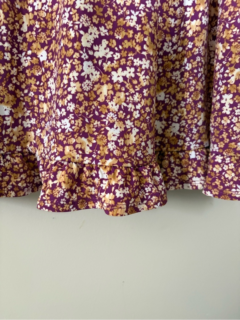 Gilli Stitch Fix Women's Large Burgundy Yellow Floral Long Sleeve Boho Dress - Picture 5 of 10